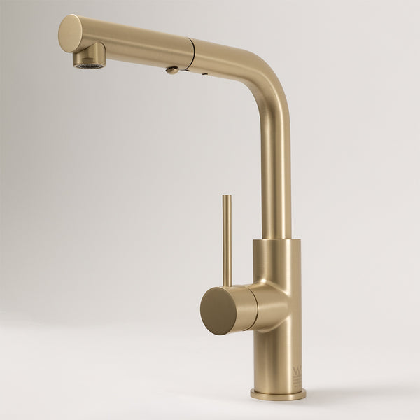 Alma Nisa Square Pull Out Mixer Brushed Brass Gold