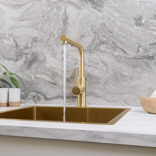 Alma Nisa Square Pull Out Mixer Brushed Brass Gold