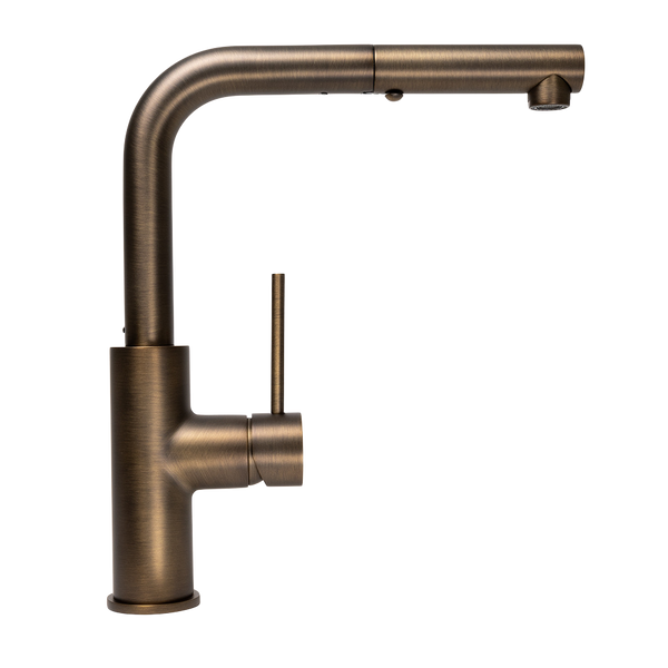 Alma Nisa Square Pull Out Mixer Brushed Vintage Antique Brass
