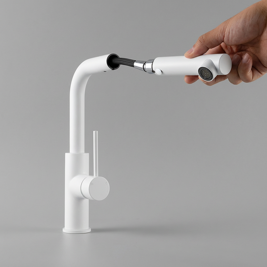 Nisa Square Pull Out Laundry Tap Mixer White