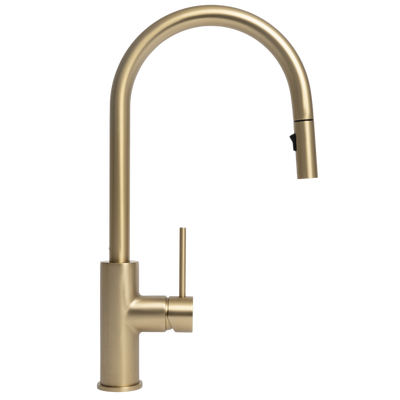 Alma Mira Brushed Brass Gold Pull Out Mixer