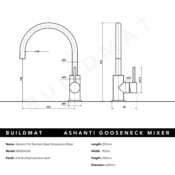 Alma Ashanti 316 Stainless Steel Gooseneck Mixer
