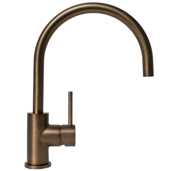 Alma Ashanti Brushed Vintage Antique Brass Gooseneck Mixer