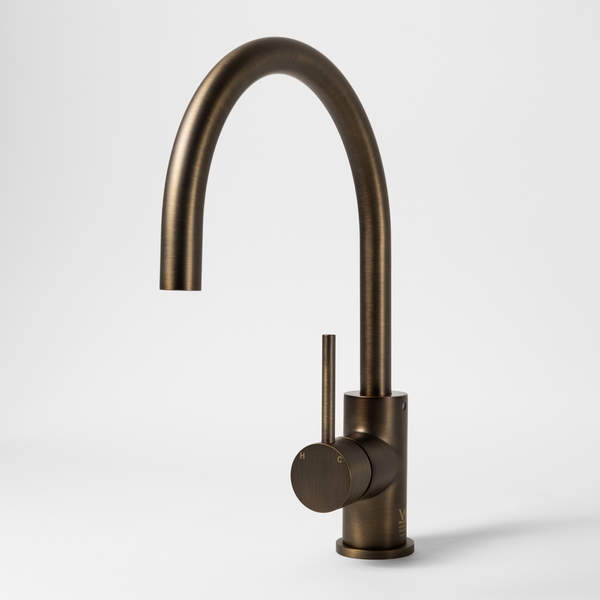 Alma Ashanti Brushed Vintage Antique Brass Gooseneck Mixer