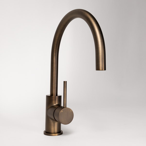 Alma Ashanti Brushed Vintage Antique Brass Gooseneck Mixer