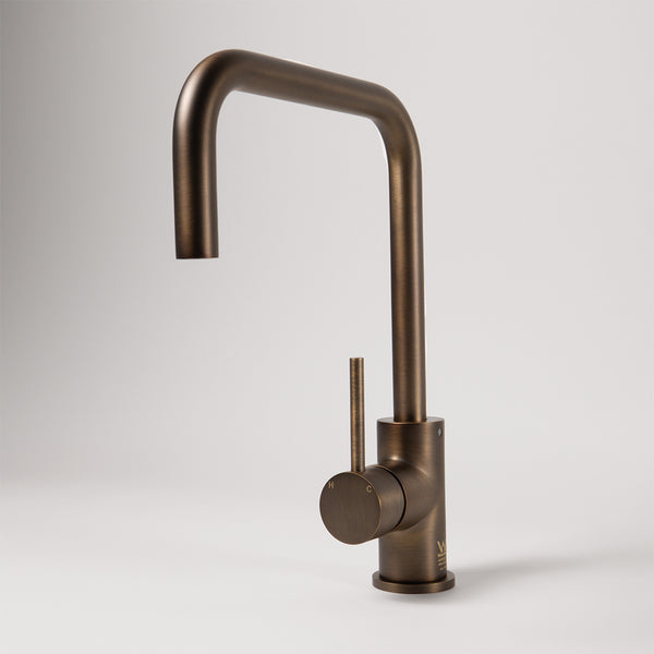 Alma Charlotte Brushed Vintage Antique Brass Square Mixer