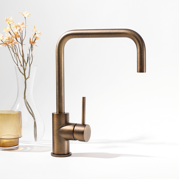 Alma Charlotte Brushed Vintage Antique Brass Square Mixer