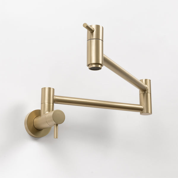 Alma Winslow Wall Pot Filler Brushed Brass Gold
