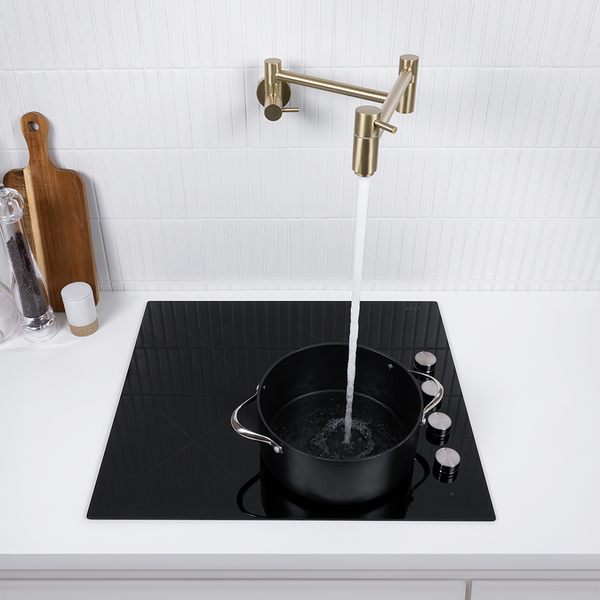 Alma Winslow Wall Pot Filler Brushed Brass Gold