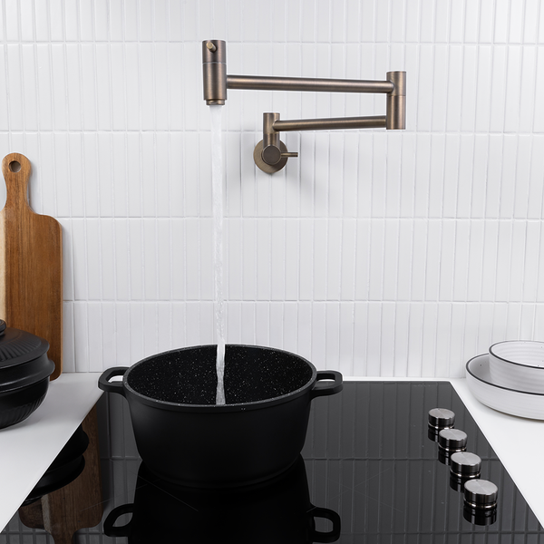 Alma Winslow Wall Pot Filler Brushed Vintage Antique Brass