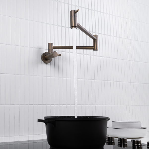 Alma Winslow Wall Pot Filler Brushed Vintage Antique Brass