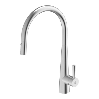 Gareth Ashton 304 Gooseneck Pull Out With Dual Spray Function Kitchen Mixer Brushed Steel