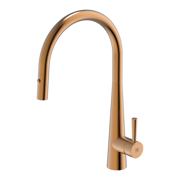 Gareth Ashton 304 Gooseneck Pull Out With Dual Spray Function Kitchen Mixer Artisan Copper
