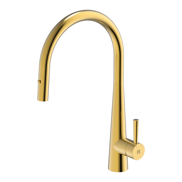 Gareth Ashton 304 Gooseneck Pull Out With Dual Spray Function Kitchen Mixer Eureka Gold