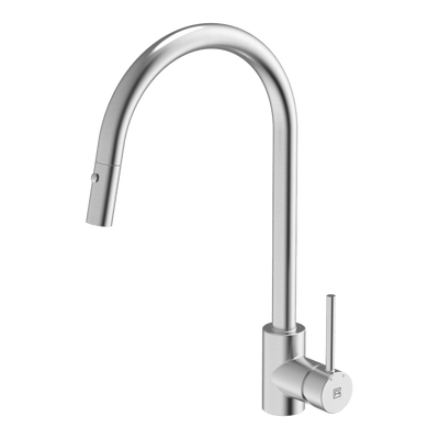Gareth Ashton 304 Gooseneck With Dual Spray Pull Out Function Kitchen Mixer Brushed Steel