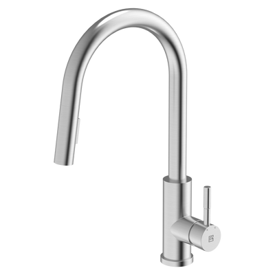 Gareth Ashton 304 Gooseneck Pull Out Dual Spray Function Kitchen Mixer Brushed Steel