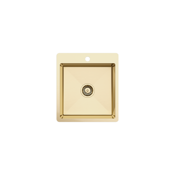 Alma Kayla 450x500 Single Bowl Tap Landing Sink Brushed Brass Gold