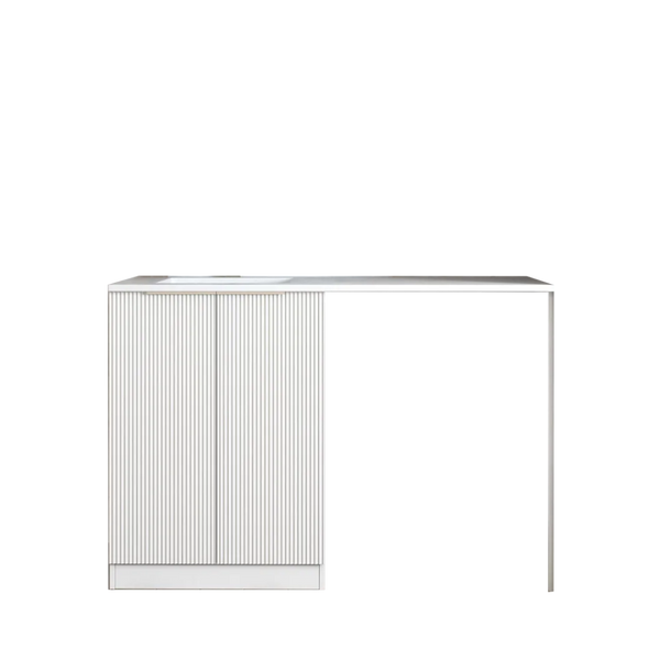Otti Bondi 1300mm Fluted White Base Laundry Cabinet With Stone Top And Sink