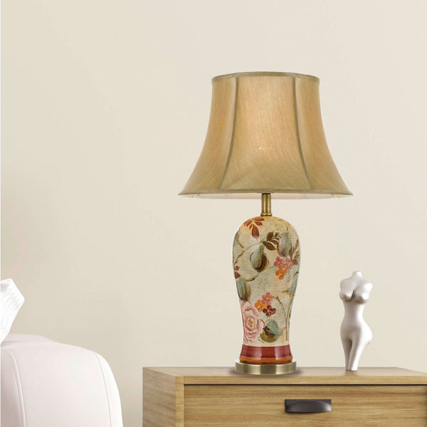 Telbix Lantau Ceramic Table Lamp Flower Gold