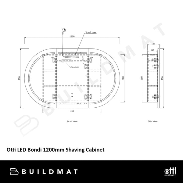Otti LED Bondi 1200mm Natural Oak Shaving Cabinet