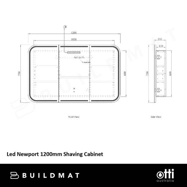 Otti LED Newport 1200mm White Shaving Cabinet Premium Edition