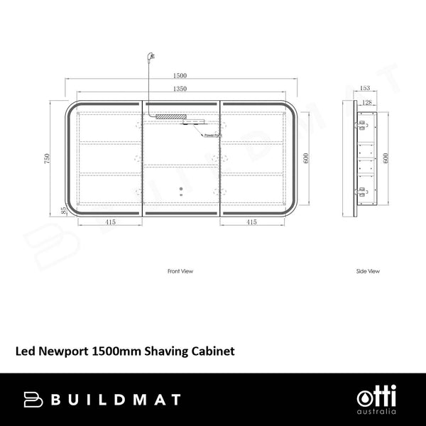 Otti Led Newport 1500mm White Shaving Cabinet Premium Edition Matte White