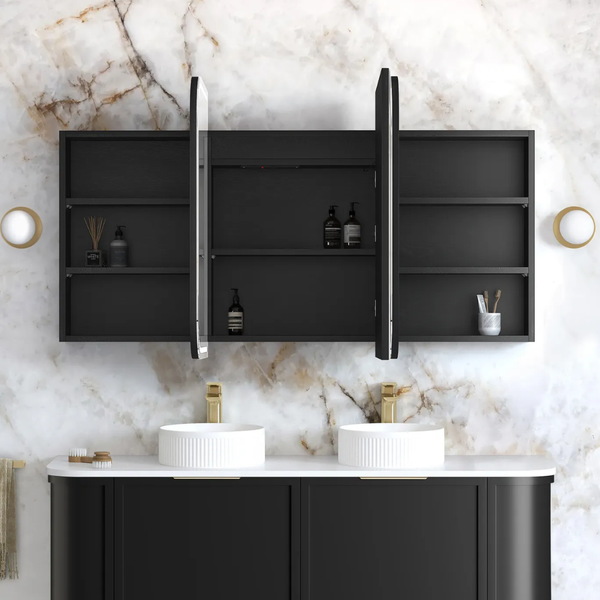 Otti LED Newport 1500mm Shaving Cabinet Premium Edition Black Oak