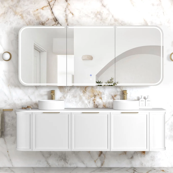 Otti LED Newport 1800mm Matte White Shaving Cabinet Premium Edition