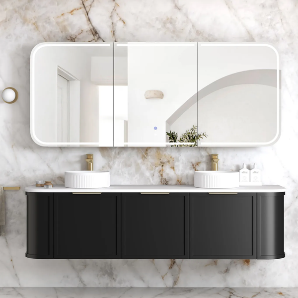 Otti LED Newport 1800mm Black Oak Shaving Cabinet Premium Edition
