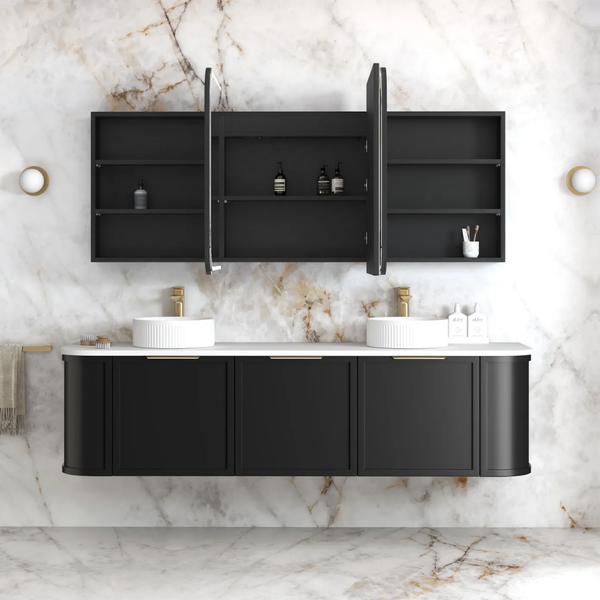 Otti LED Newport 1800mm Black Oak Shaving Cabinet Premium Edition