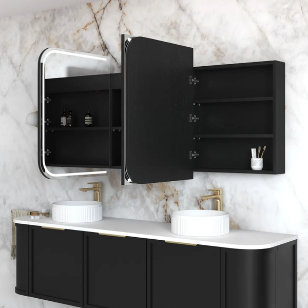 Otti LED Newport 1800mm Black Oak Shaving Cabinet Premium Edition