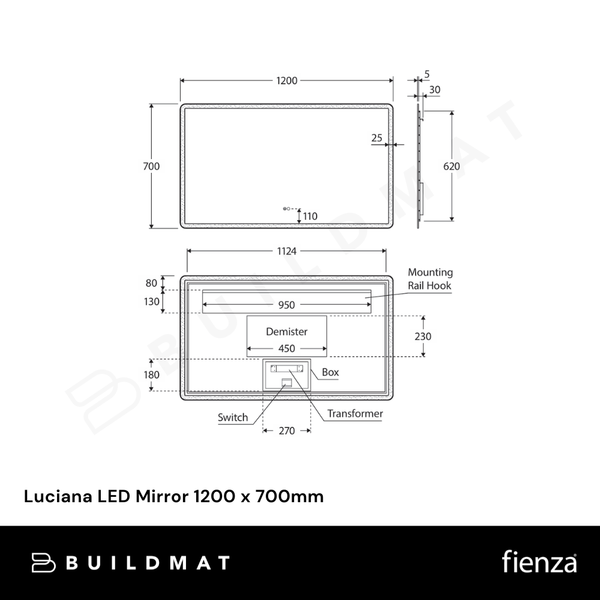 Fienza Luciana LED Mirror 1200 x 700mm