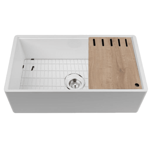 Chambord Legrande Single Bowl Reversible Fireclay White