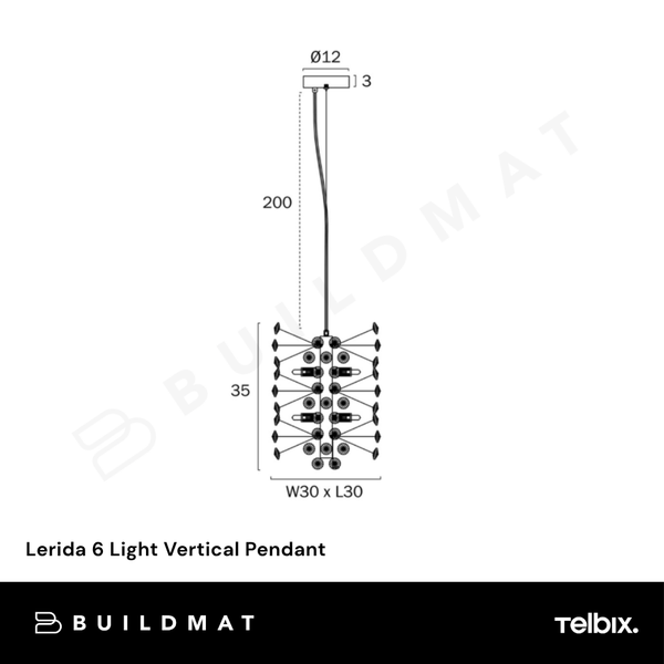Telbix Lerida 6 Light Vertical Pendant Gold
