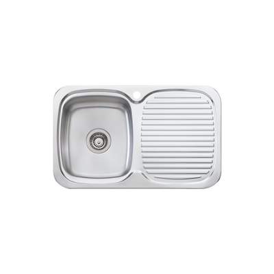 Oliveri Lakeland Single Bowl Sink With Right Drainboard Stainless Steel