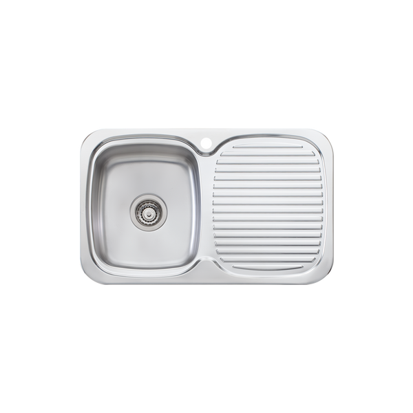 Oliveri Lakeland Single Bowl Sink With Right Drainboard Stainless Steel