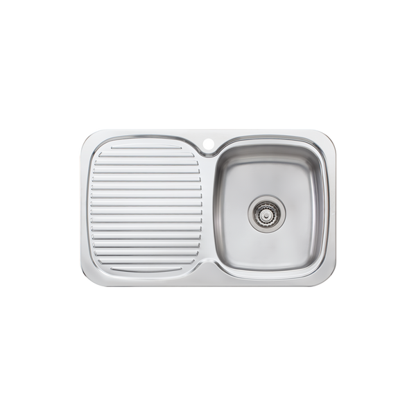 Oliveri Lakeland Single Bowl Sink With Left Drainboard Stainless Steel