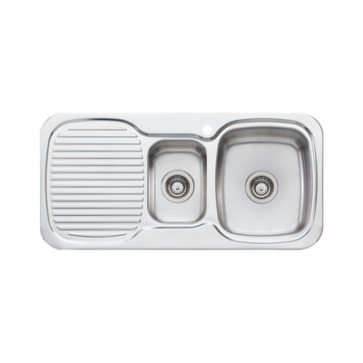 Oliveri Lakeland 1 And 1/2 Bowl Sink With Left Drainboard Stainless Steel