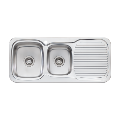 Oliveri Lakeland 1 And 3/4 Bowl Sink With Right Drainboard Stainless Steel