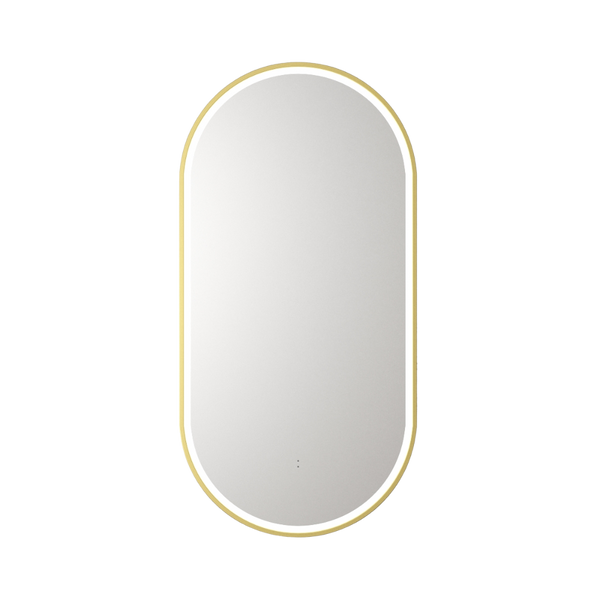 Aulic Beau Monde Oblong Pill LED Mirror Brushed Gold