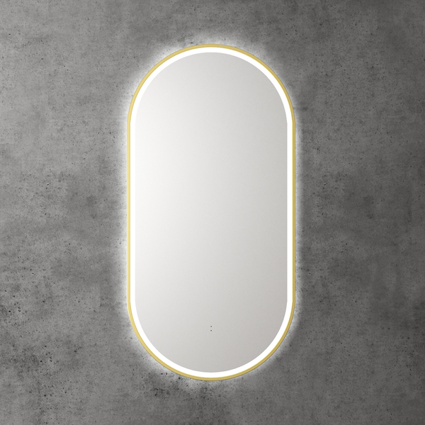Aulic Beau Monde Oblong Pill LED Mirror Brushed Gold