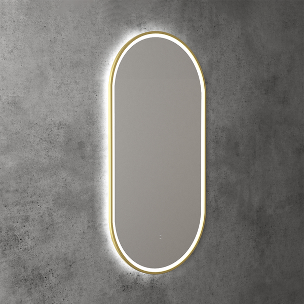 Aulic Beau Monde Oblong Pill LED Mirror Brushed Gold