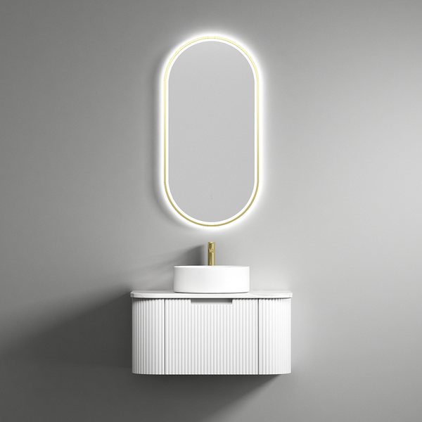 Aulic Beau Monde Oblong Pill LED Mirror Brushed Gold