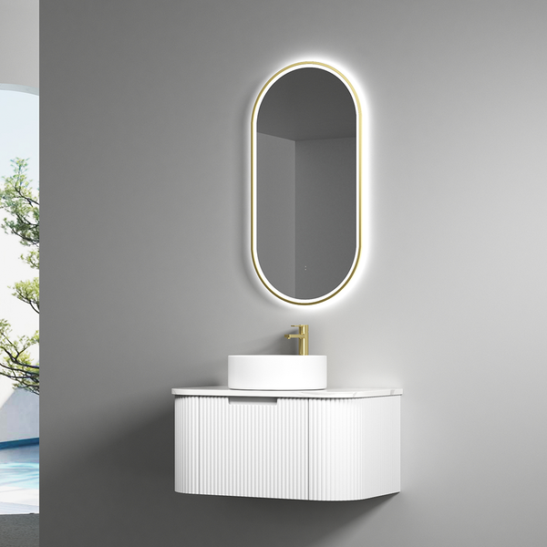 Aulic Beau Monde Oblong Pill LED Mirror Brushed Gold