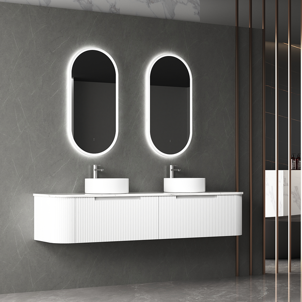 Aulic Beau Monde Oblong Pill LED Mirror Brushed Nickel