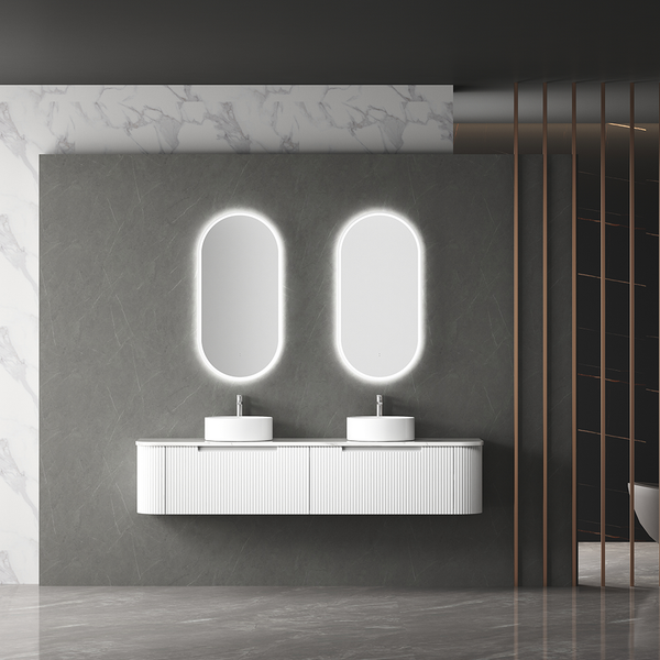 Aulic Beau Monde Oblong Pill LED Mirror Brushed Nickel