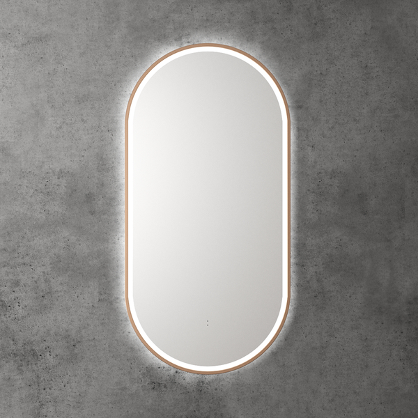 Aulic Beau Monde Oblong Pill LED Mirror Brushed Bronze