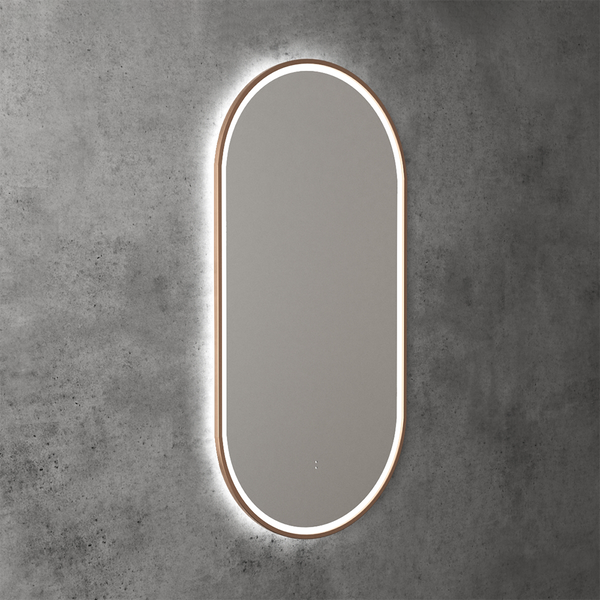 Aulic Beau Monde Oblong Pill LED Mirror Brushed Bronze