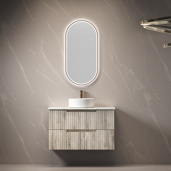 Aulic Beau Monde Oblong Pill LED Mirror Brushed Bronze