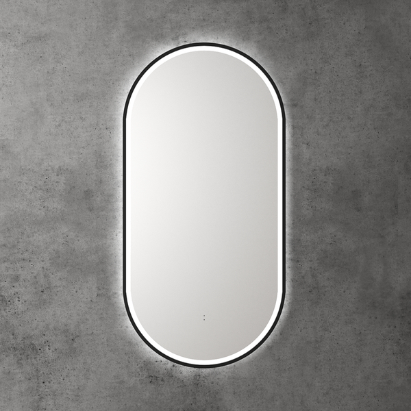 Aulic Beau Monde Oblong Pill LED Mirror Matte Black